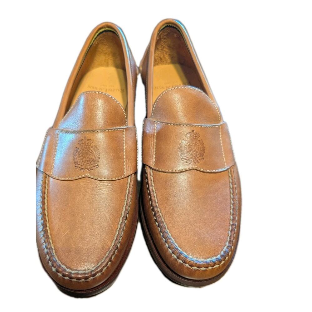 Vintage Polo Ralph Lauren Leather Loafer Mens 7.5 D Tan Crest NEW